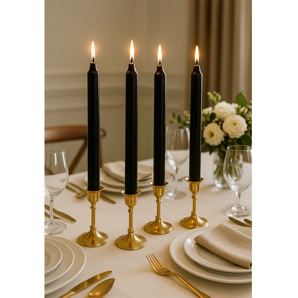 Black 6-inch taper candles, 6 pack - Incense Route