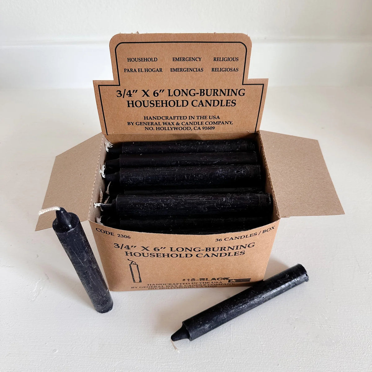Black 6-inch taper candle set
