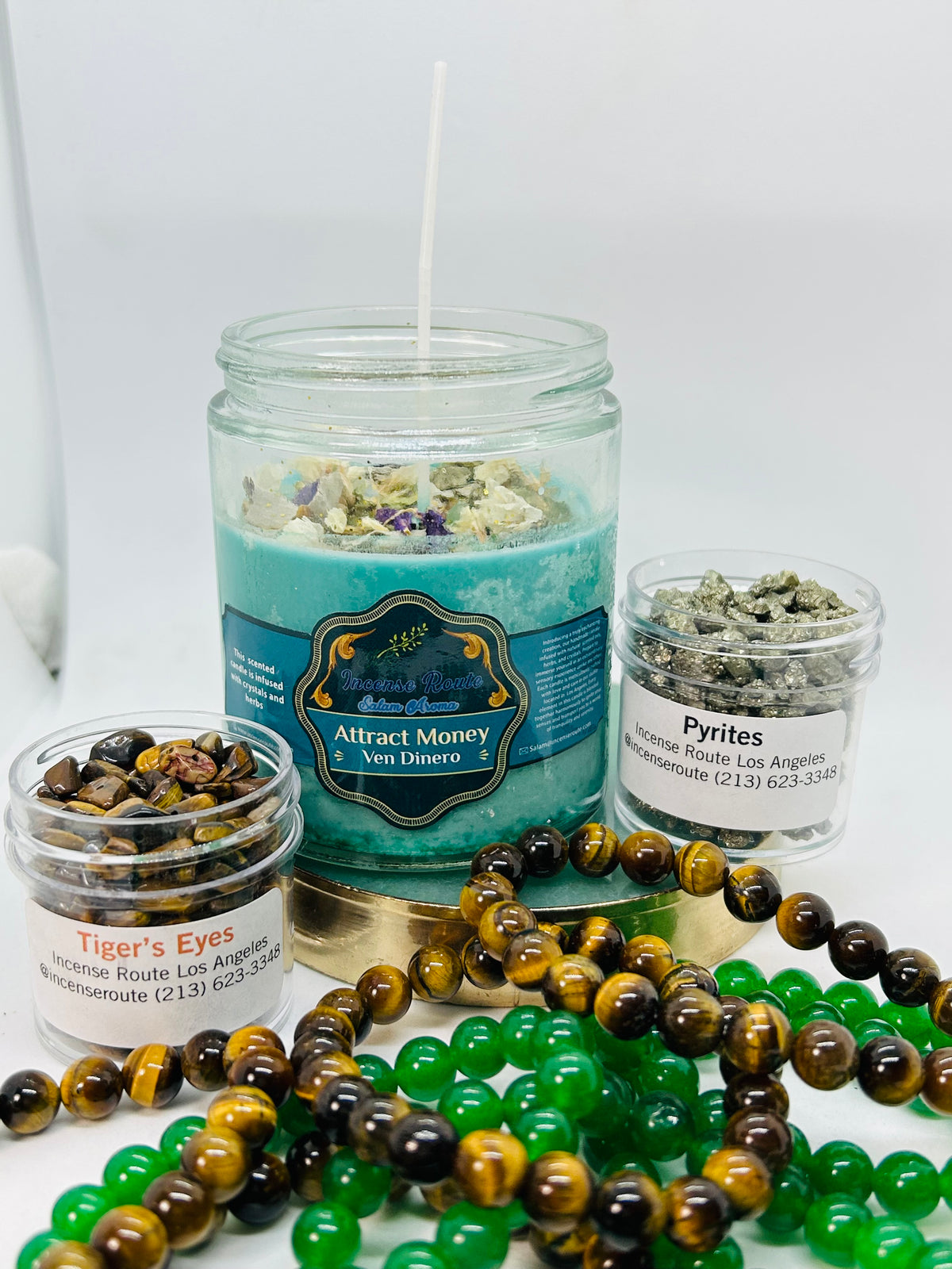 Attract Money handmade green intention candle