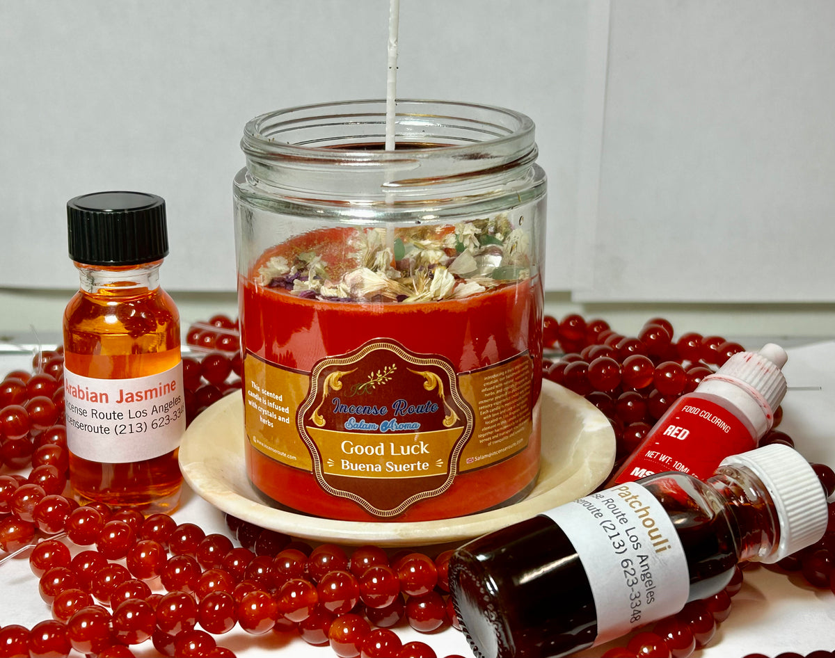 Lit Buena Suerte Red Good Luck Handmade Candle, Infused with Prosperity and Positive Energy - Incense Route
