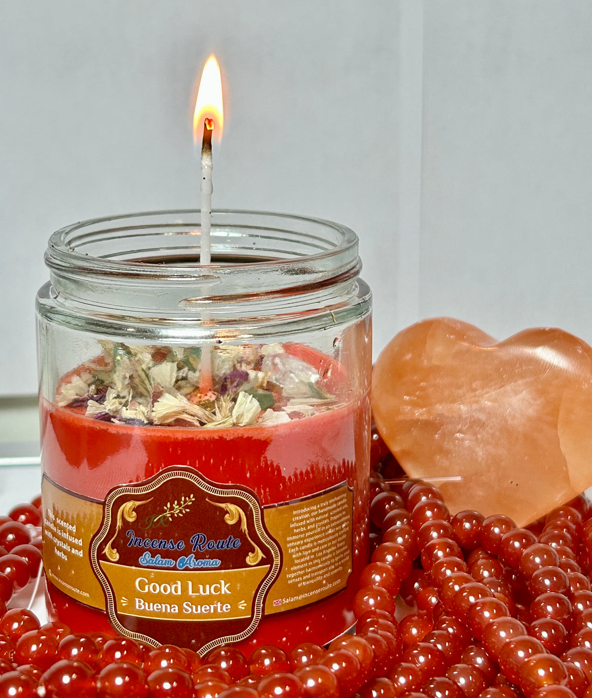 Lit Buena Suerte Red Good Luck Handmade Candle, Infused with Prosperity and Positive Energy