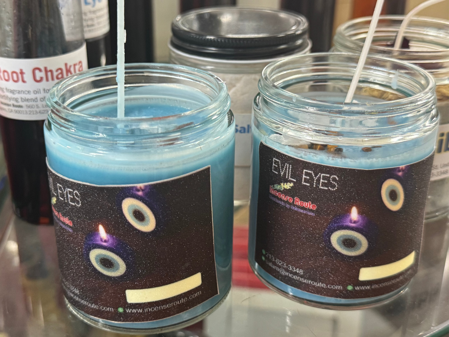 Evil Eyes Baby Blue Hand-made Protection Candle