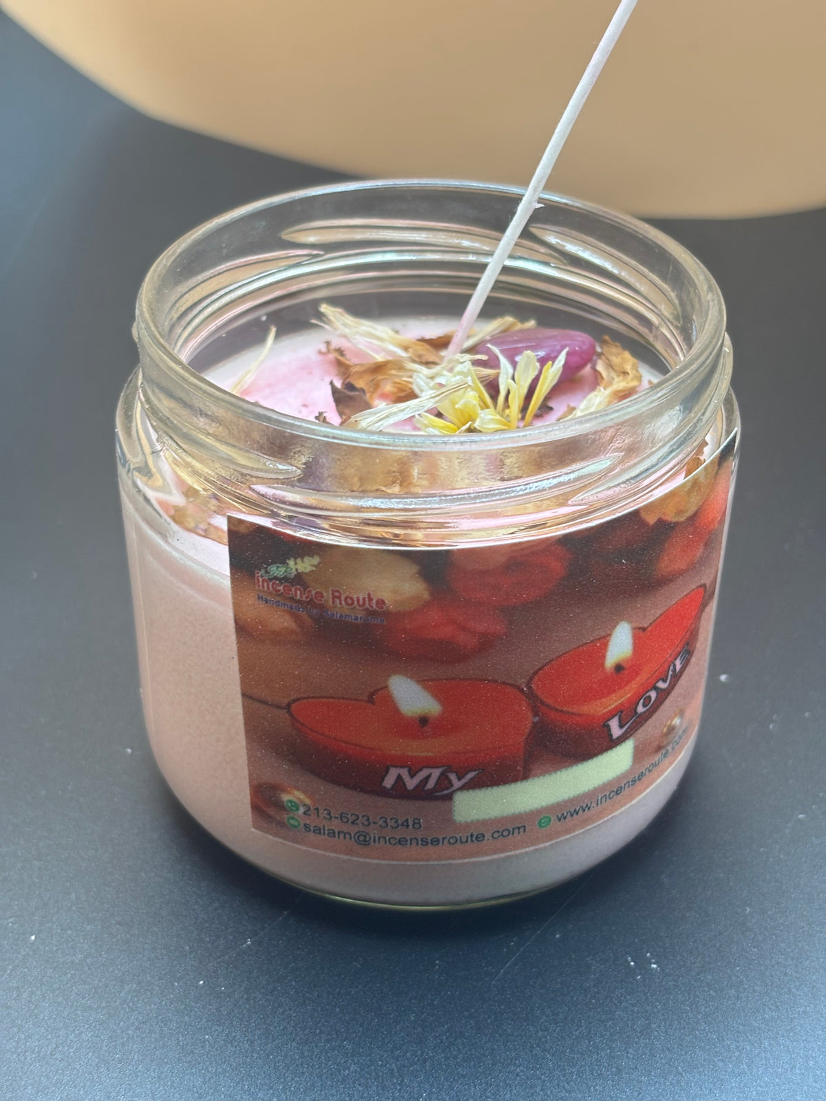 Home decor hand made scented candle with crystals and herbs - Incense Route